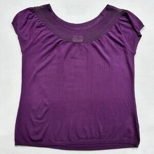 Talbots Rich Purple Size XL Blouse Crochet Feminine Fairy Boho Soft Girl